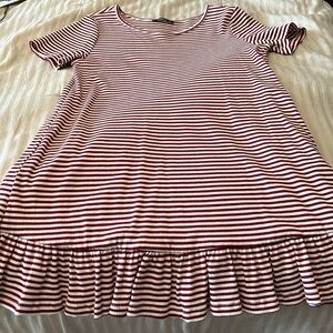 Maroon and white striped t-shirt dress size large